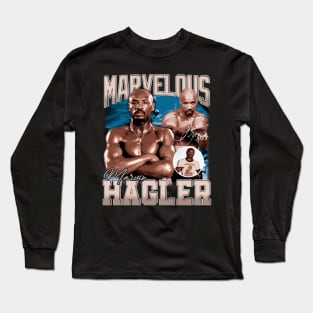 Marvelous Marvin Hagler Boxing Legend Signature Vintage Retro 80s 90s Bootleg Rap Style Long Sleeve T-Shirt